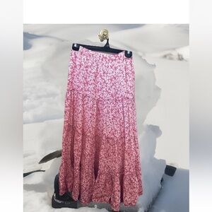 1.STATE pink maxi floral skirt